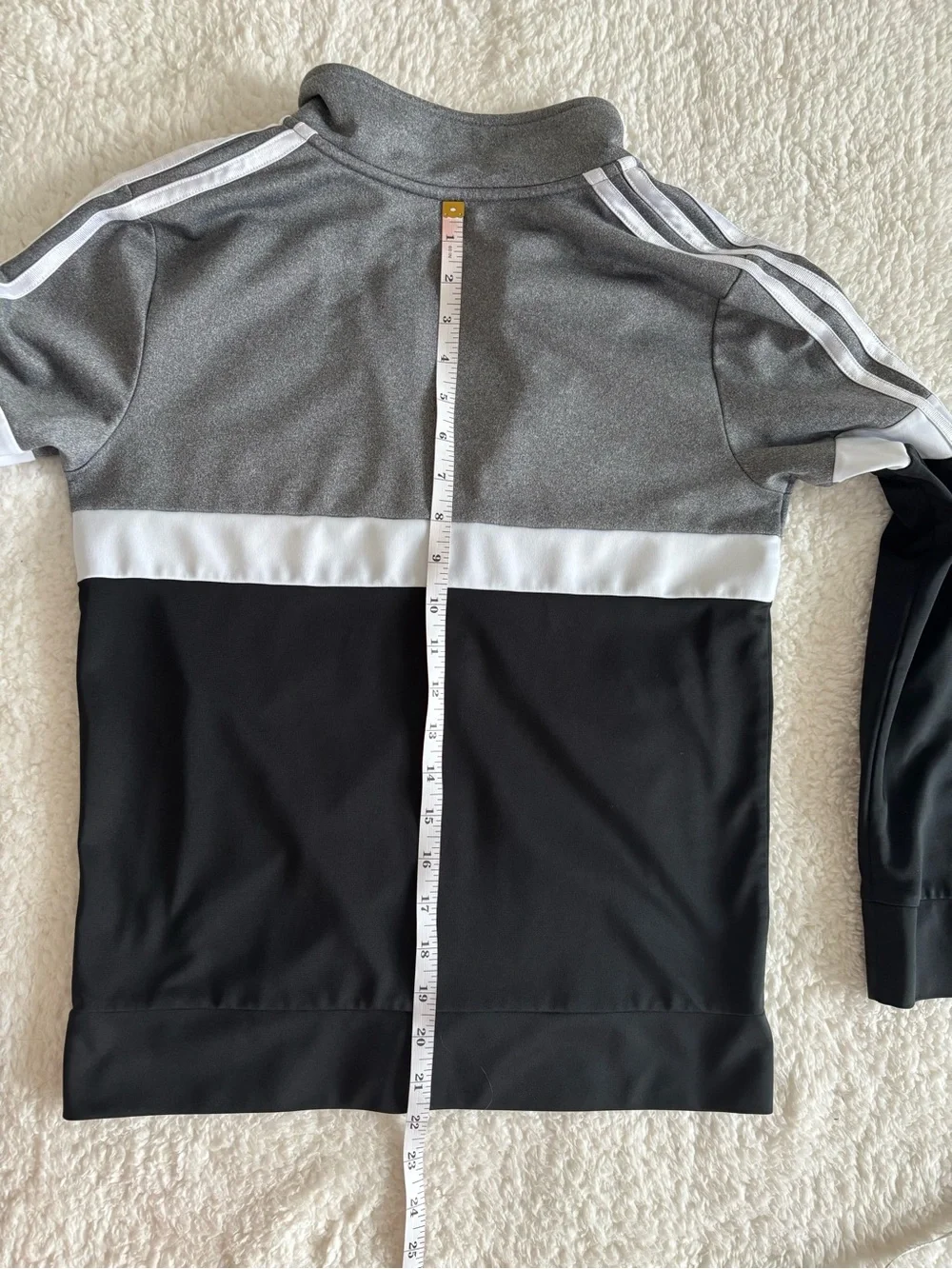 Adidas Kids Full-Zip Track Jacket Gray Black White Colorblock Size M (10/12)